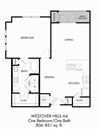 1BR 1BA (806 SF)